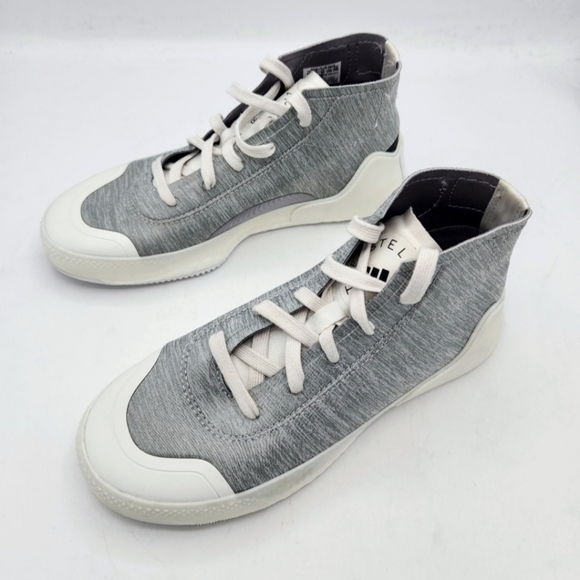 ADIDAS BY STELLA MCCARTNEY TREINO MID-CUT SHOES IN HEATHERED GREY WHITE SIZE 6.5 - Picture 3 of 16